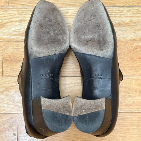 Gucci Black Leather Chain Loafers US9.5 - Picture 4 of 6